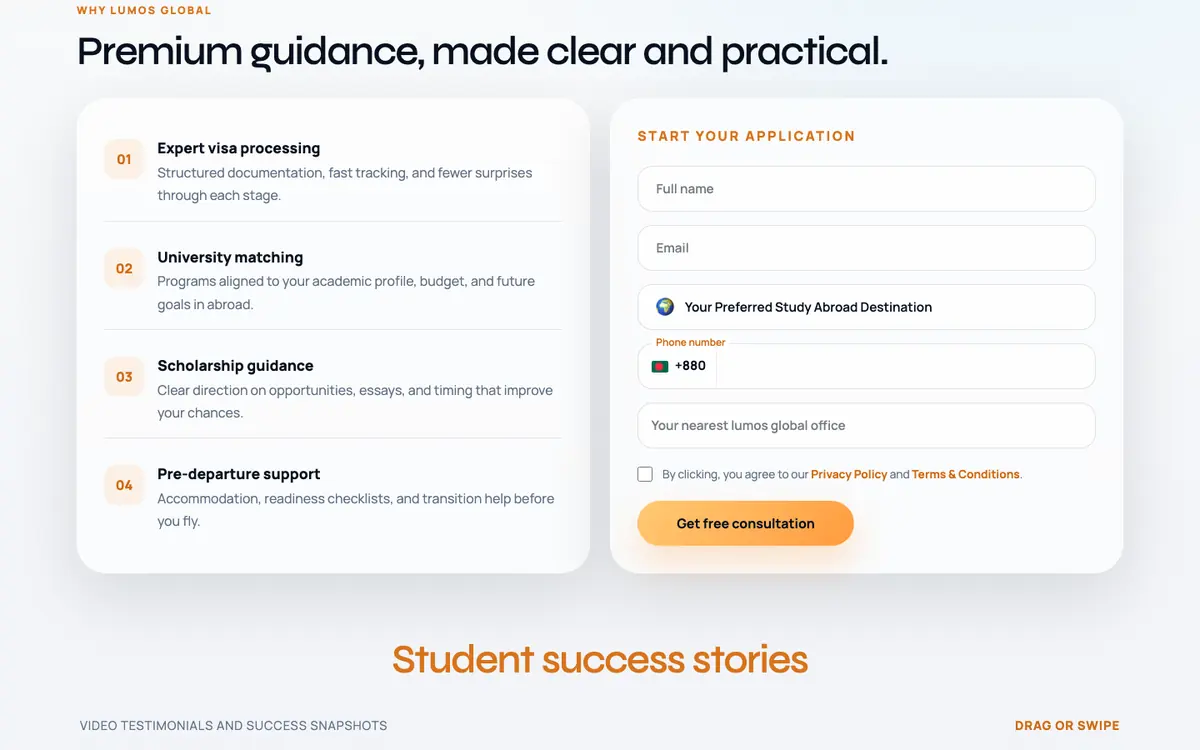 Lumos Global: Services and application form