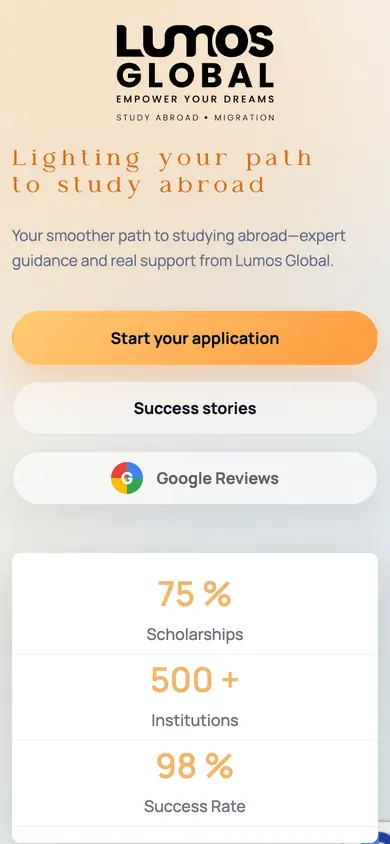 Lumos Global home page on a phone