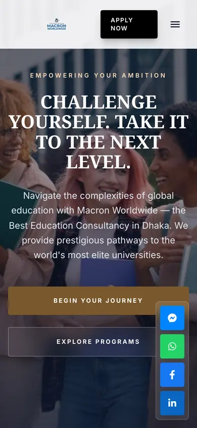 Macron Worldwide home page on a phone