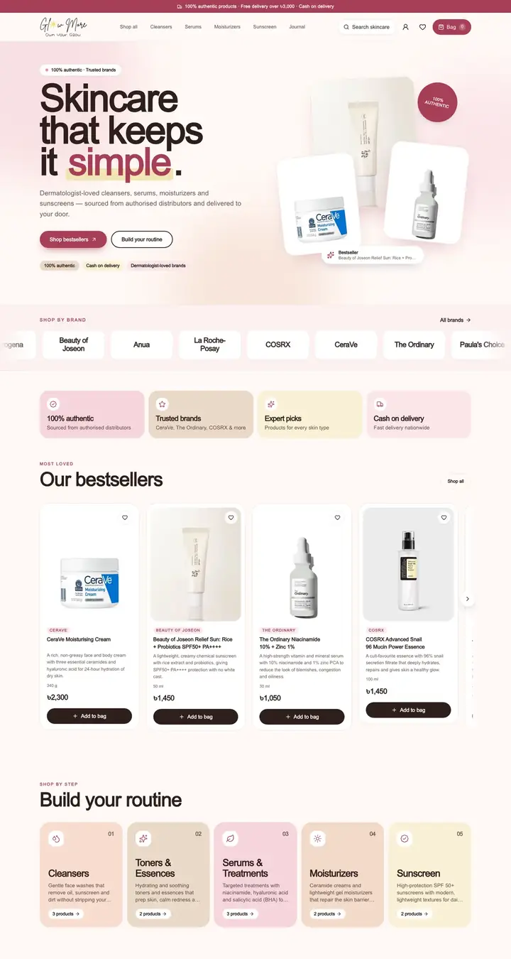 Glow More website built by Mohammad Ruhul Amin